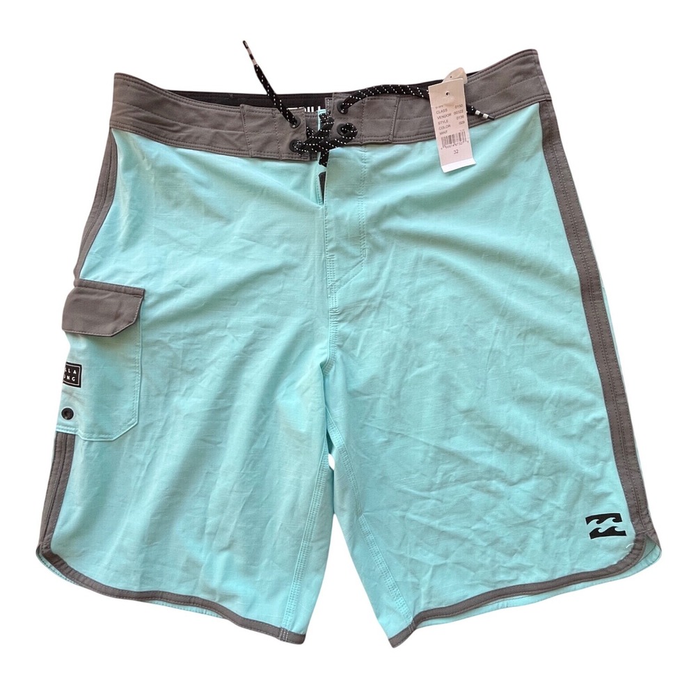 NEW! Billabong Platinum X 73 Board Shorts Mens 32 Mint Green Grey Swim Trunks